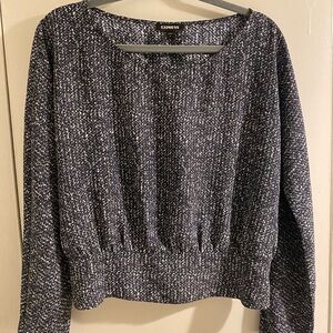 Express Navy and White Polka Dot Blouse